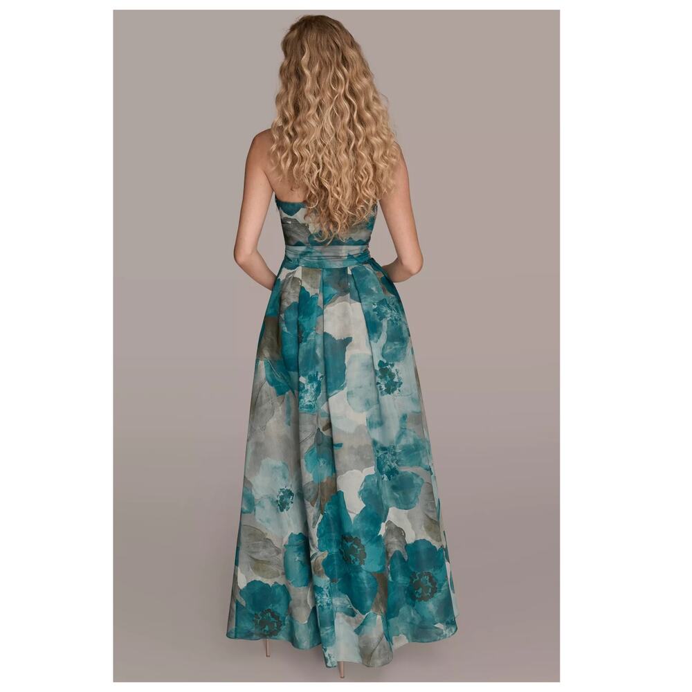 NEW Donna Karan New York Floral Strapless Fit & Flare Gown Size 2 - Picture 3 of 12